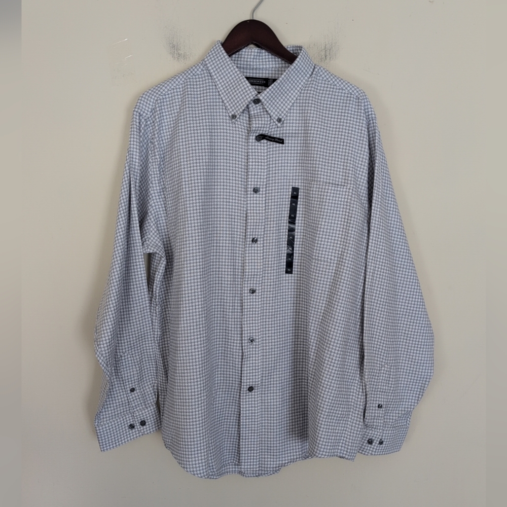 NWT Consensus Shirt Men's XL White/Blue Check Luxury‎ Finish Weekday Collection
